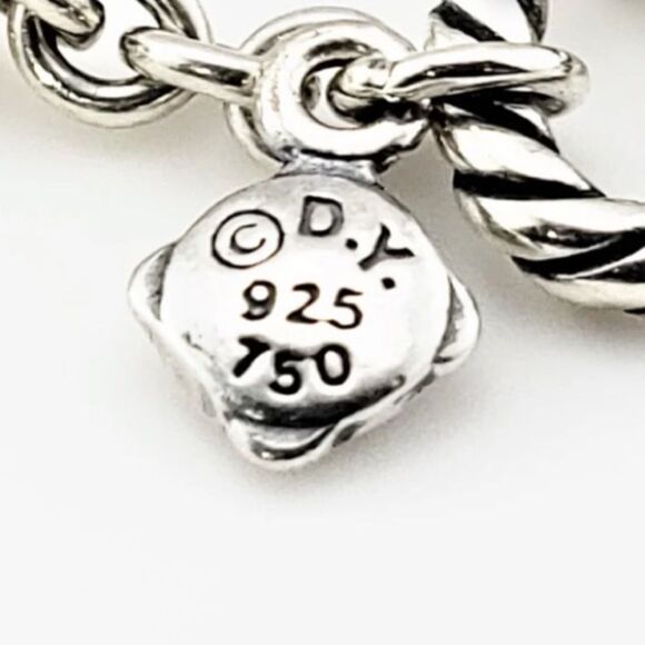 Vintage David Yurman Sterling Silver & 18K Yellow Gold Heart Link Neckl… - Picture 6 of 7